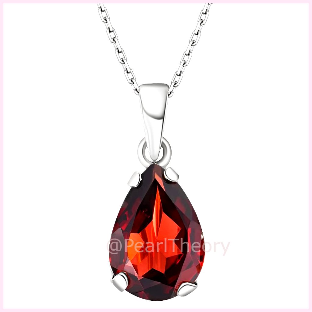 925 Sterling Silver Gemstone Pendant Necklace With Cable Chain